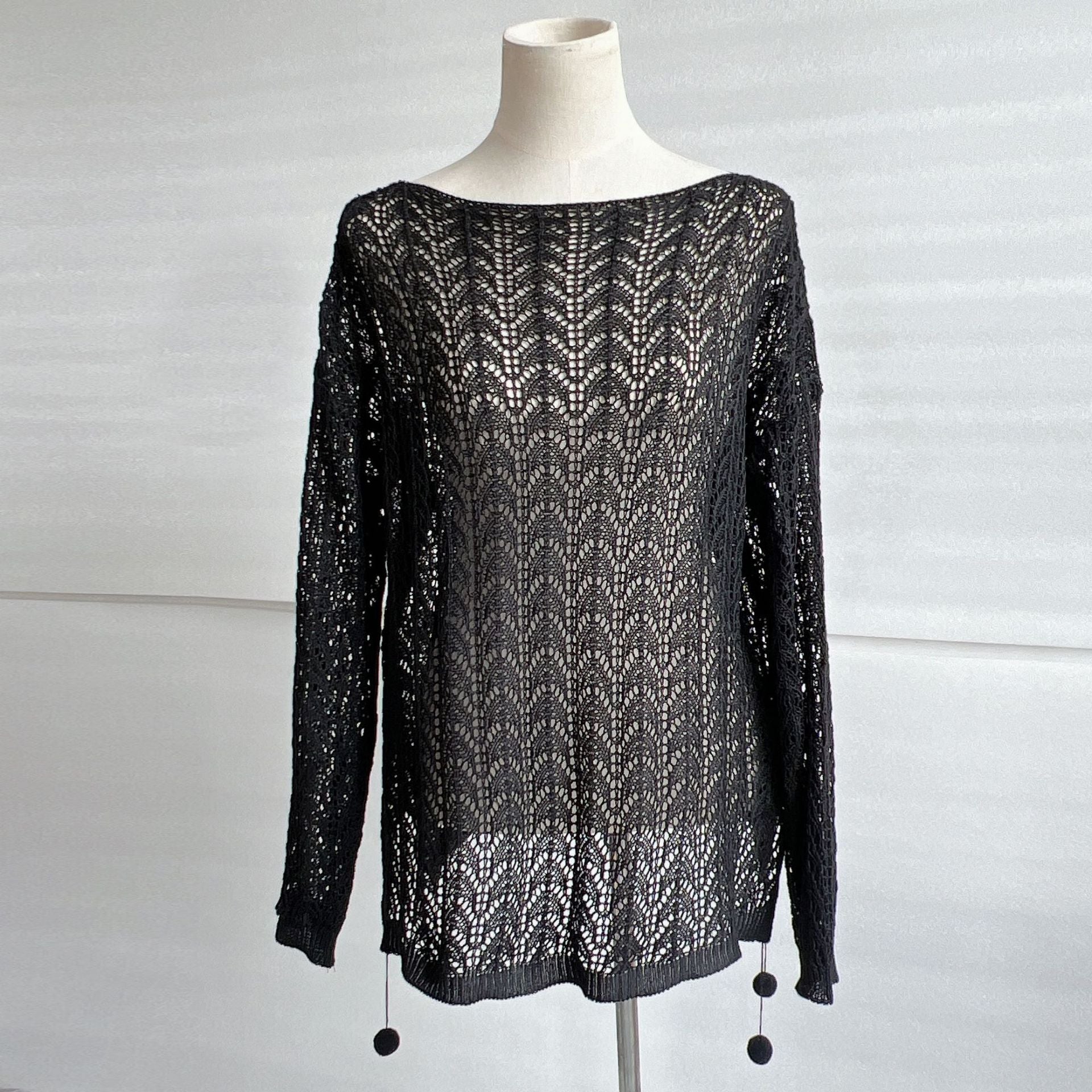 Temecula Sheer Crochet Dress Black