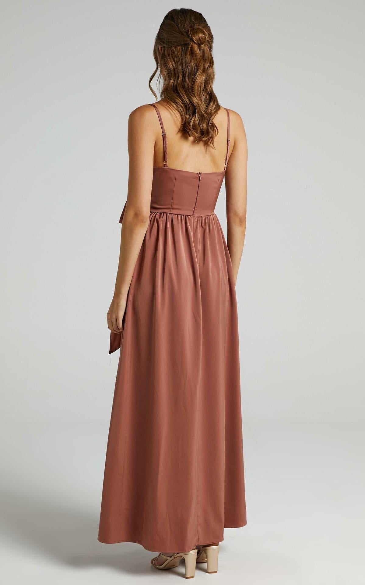 Limelight Satin High Low Maxi Dress Mauve