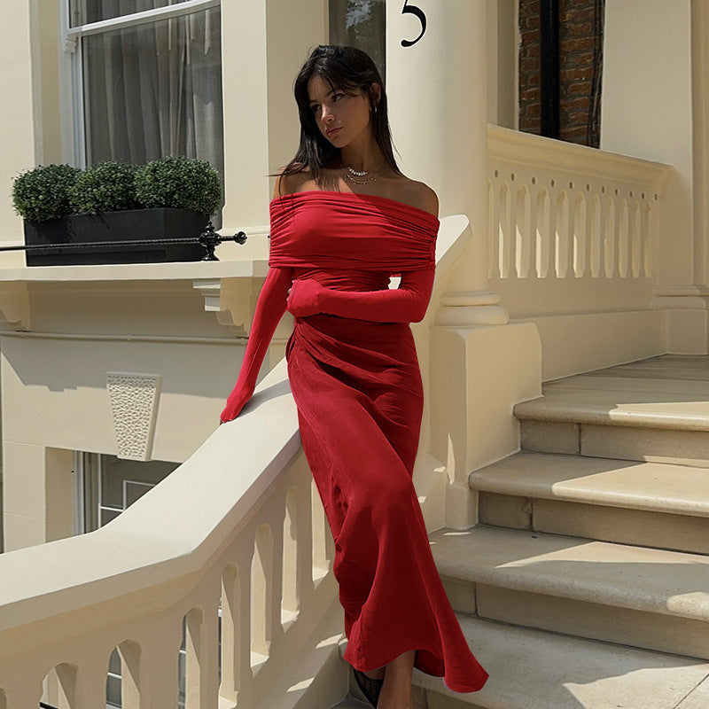 Alisha Off Shoulder Dress Red