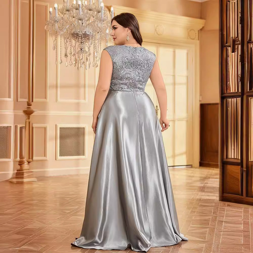 Plus Size Clothes Long Sleeve V neck Fishtail Cocktail Evening Dress Women