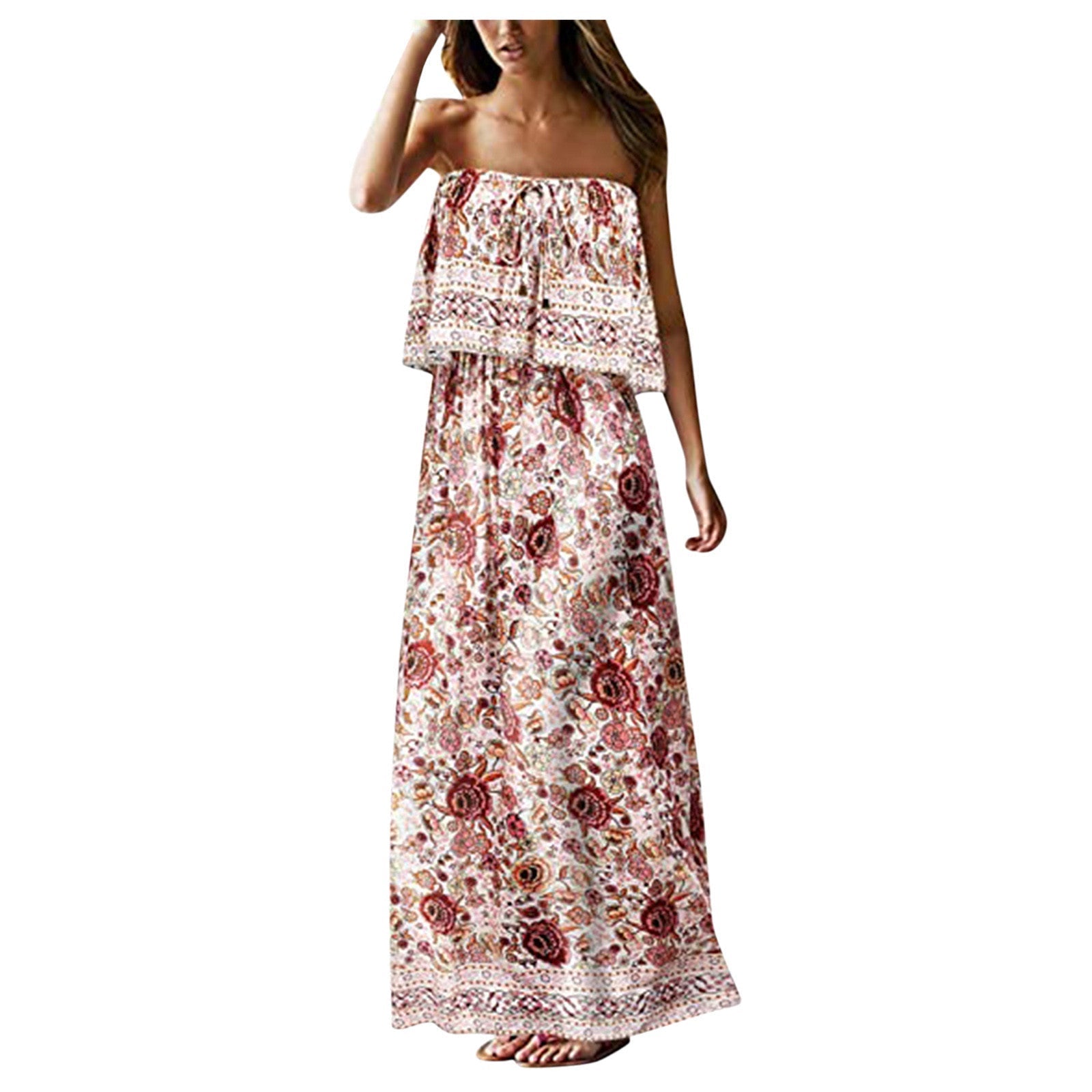 Padget Strapless Printed Mini Dress Coral Pink