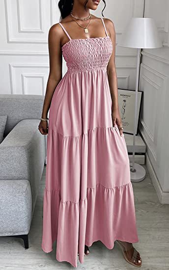Sunshower Cotton Tiered Maxi Dress Blush