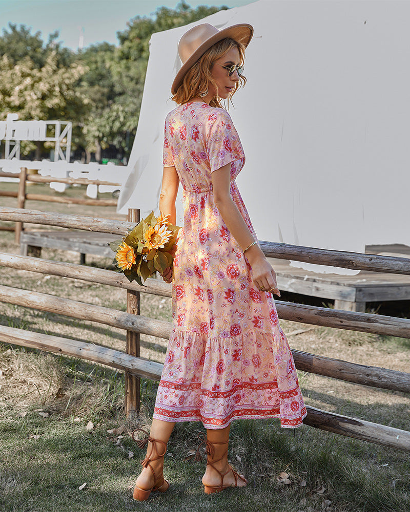 Club Tropicana Embroidered Maxi Dress Light Pink FINAL