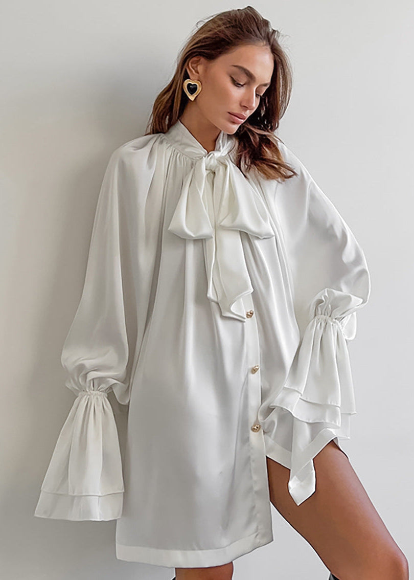 Opulent Grace Bow Tie Blouse Dress