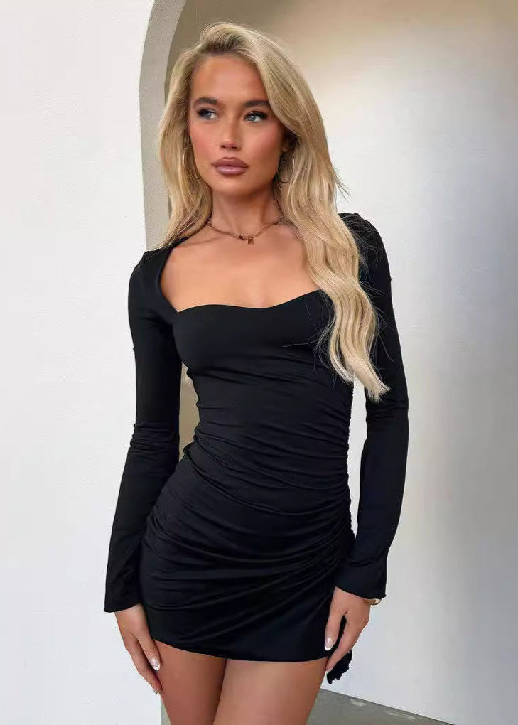 Celeste Ruched Long Sleeve Mini Dress