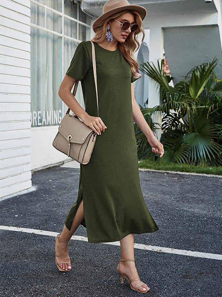 Sorrel Pocketed Knit T Shirt Dress Sage