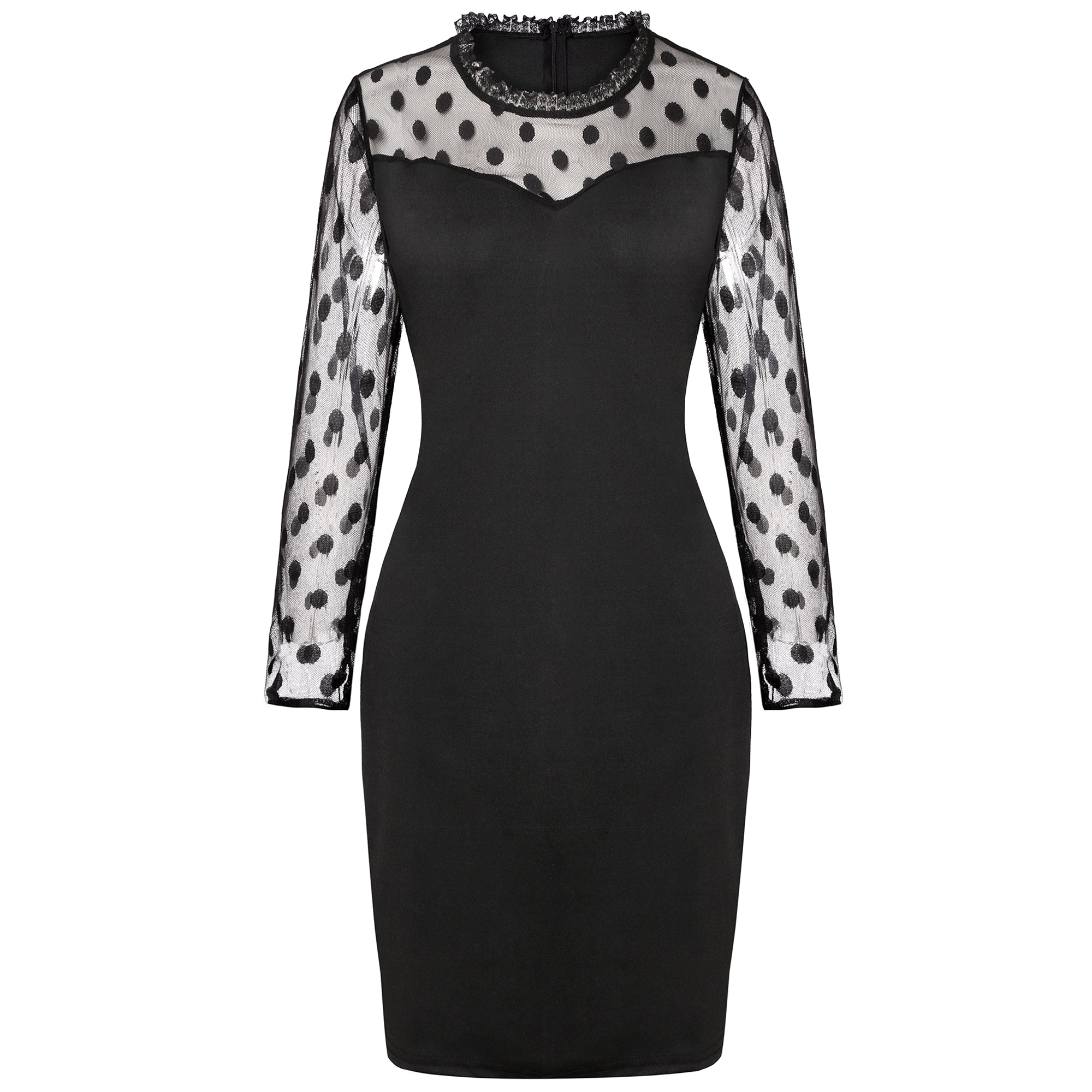Carmina Statement Sleeve Bodycon Dress Black FINAL