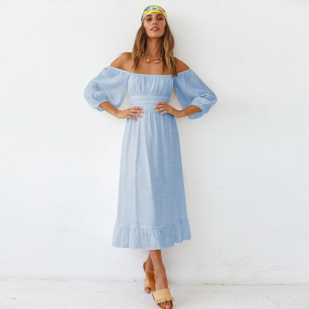 Samantha Puff Sleeve Midi Dress French Blue