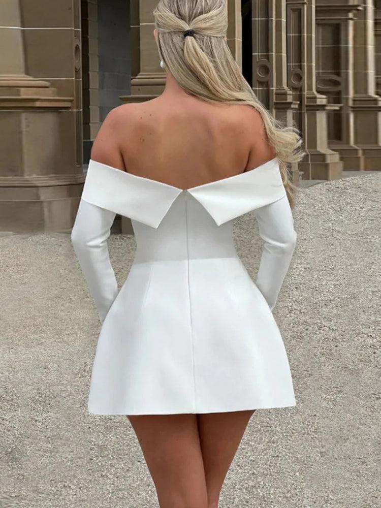 Off Shoulder A Line Mini Dress