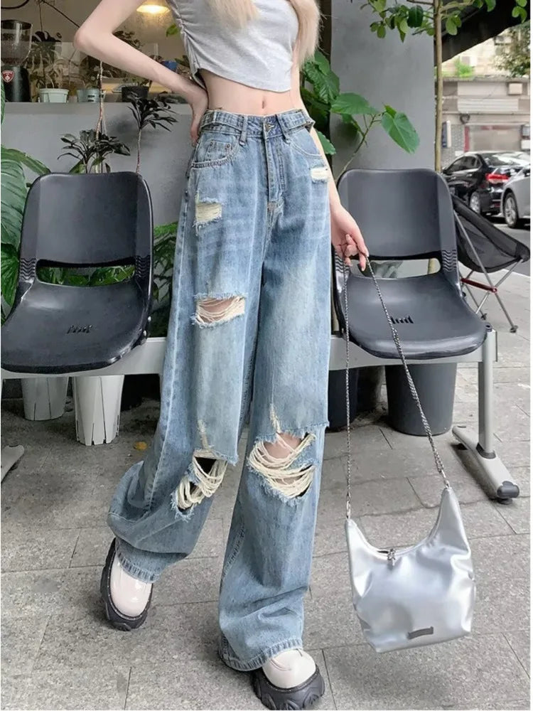 2024 Summer Holes High Waist Retro Jeans