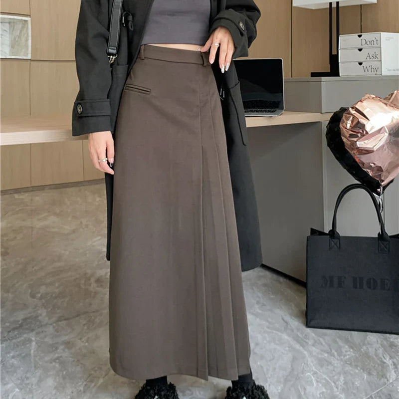 Vintage Pleated College Style High Waist ALine Skirt