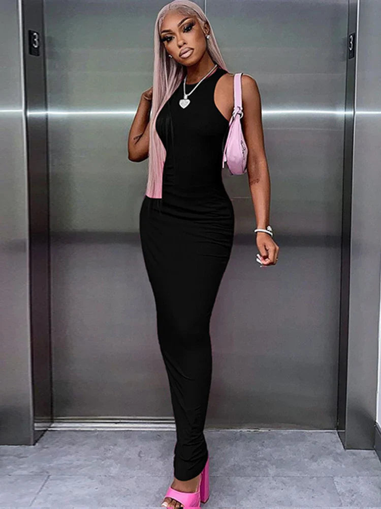 Ribbed Sleeveless Bodycon Maxi Dress