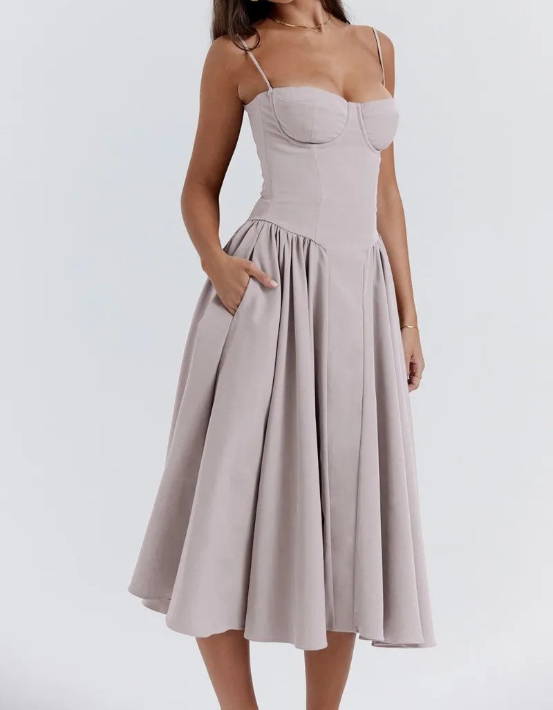 Carolyn Sleeveless Corset Midi Dress