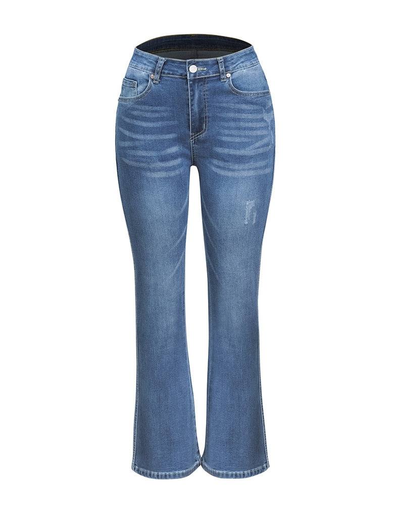 Fashion High Stretch Slim Denim Trousers Street Casual Boot Cut Pants S2XL Drop Shipping