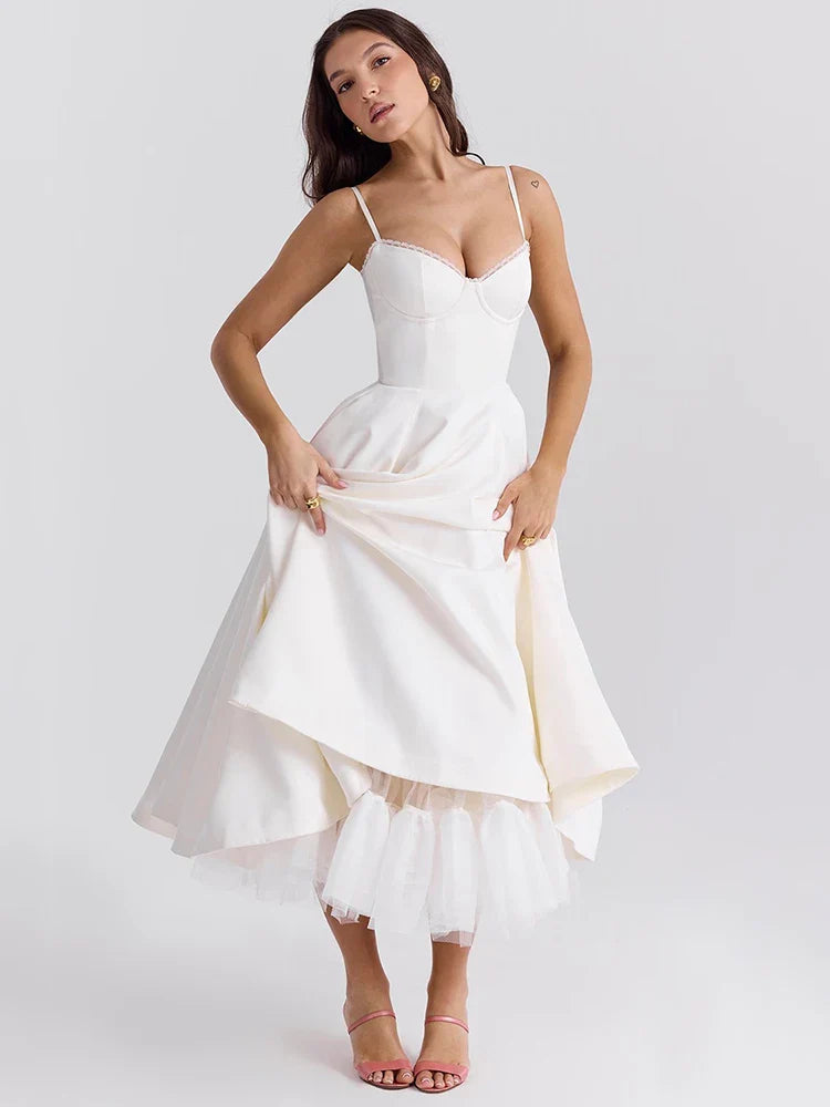 Aline Backless Spaghetti Strap Midi Dress