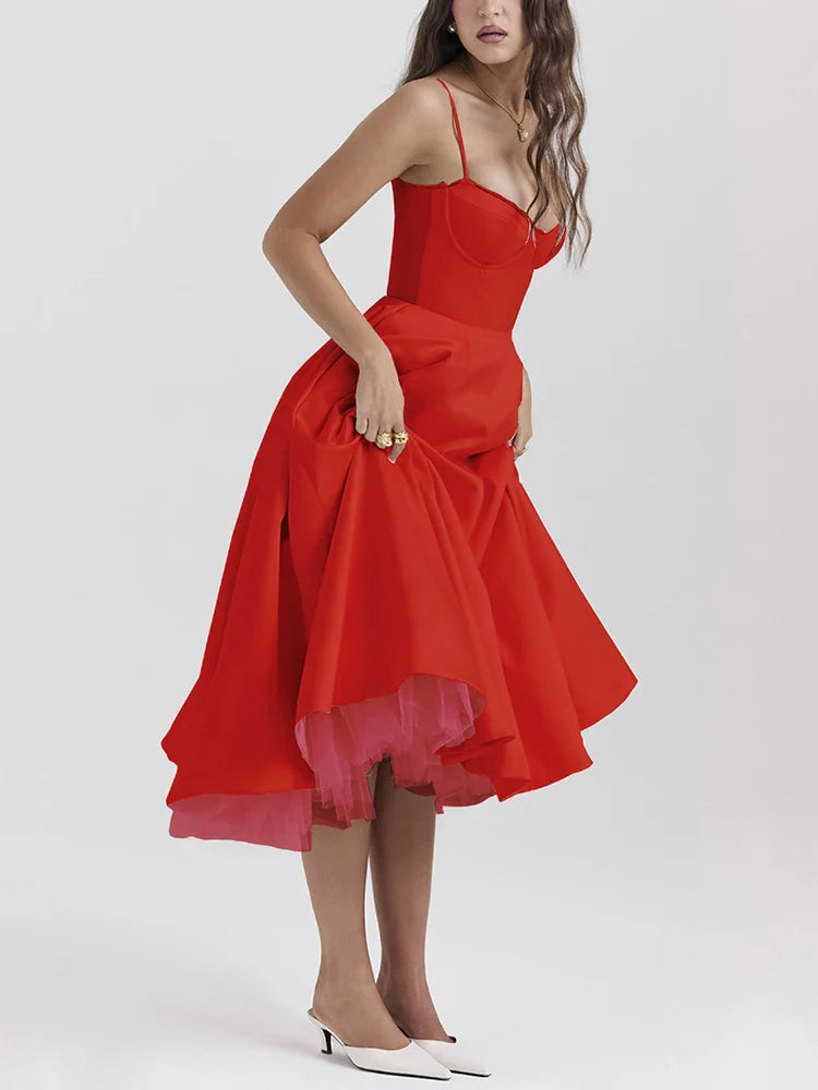 Aline Backless Spaghetti Strap Midi Dress