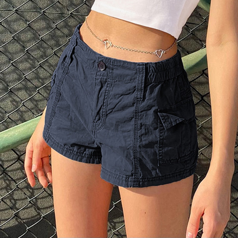Low Waisted Shorts Harajuku Retro Basic Casual Sporty Bottom Women Biker