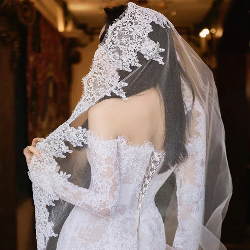 200cm White Bridal Veil Long Wedding Veils For Brides Evening Dinner Party Dress Women Girl Gifts Hair Accessories Jewelry a
