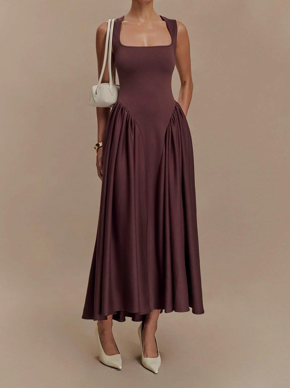SHARON Midi Dress Cacao Brown