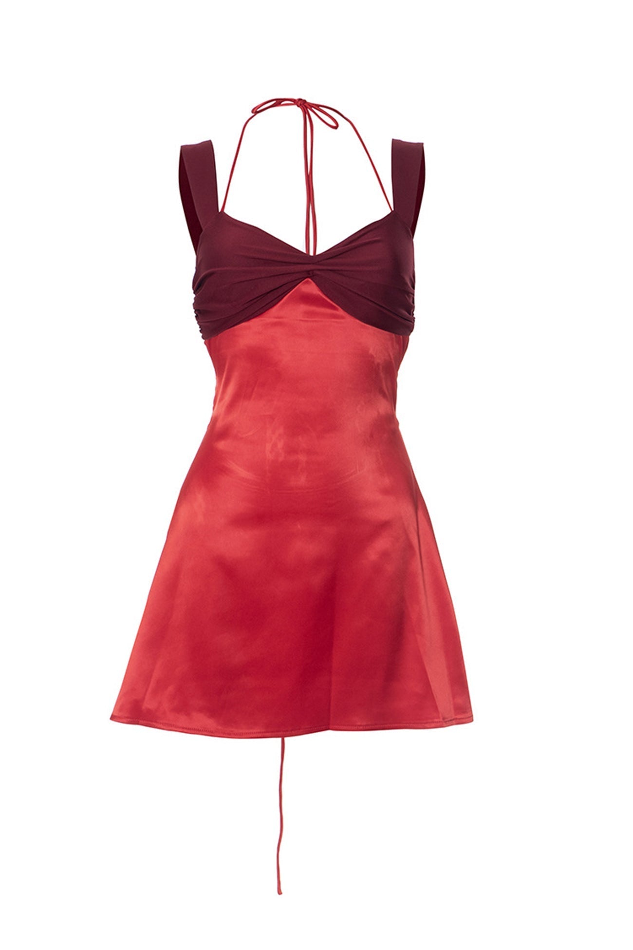 Satin Contrast Color Tie up Cami Dress