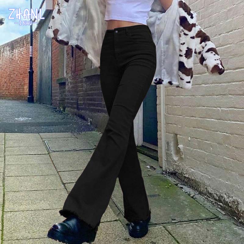 Y2k New Women Brown Jeans High Waist Wide Leg Pants Trousers Comfort Casual Denim Mom Pants