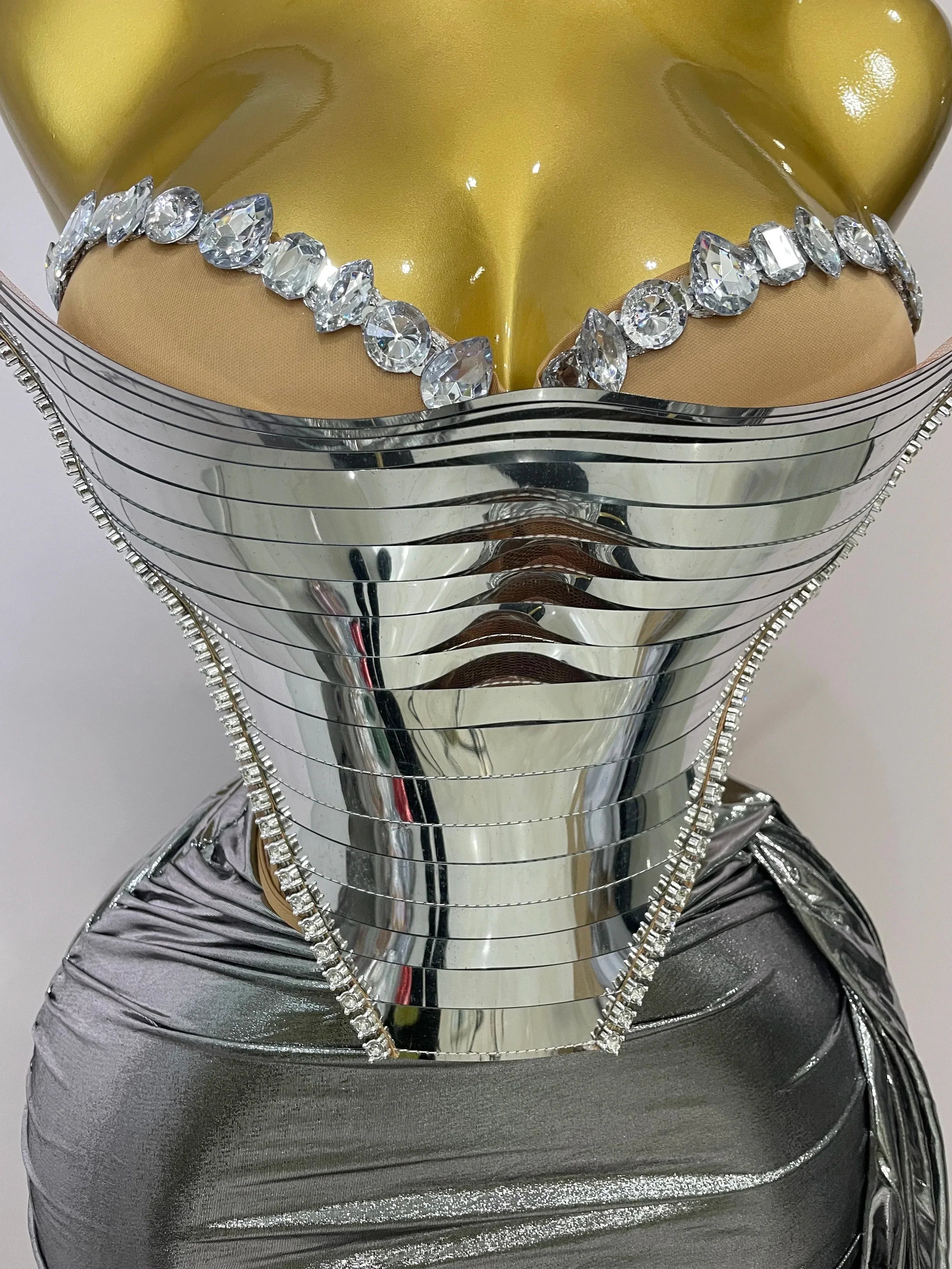 Sparkly Gold Sequin Sexy Top Two Pieces Set Women Celebrate Party Birthday NightClub Performance Dancer Show Stage Outfit