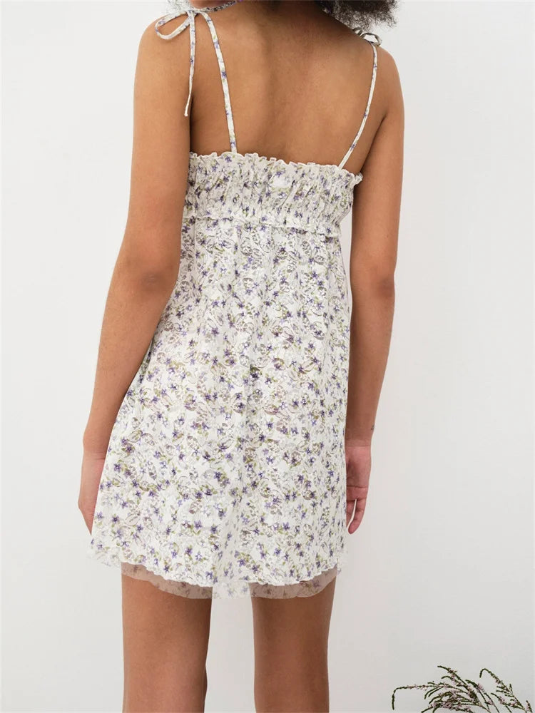 Charming Ruffles LaceUp Spaghetti Strap Mini Dresses