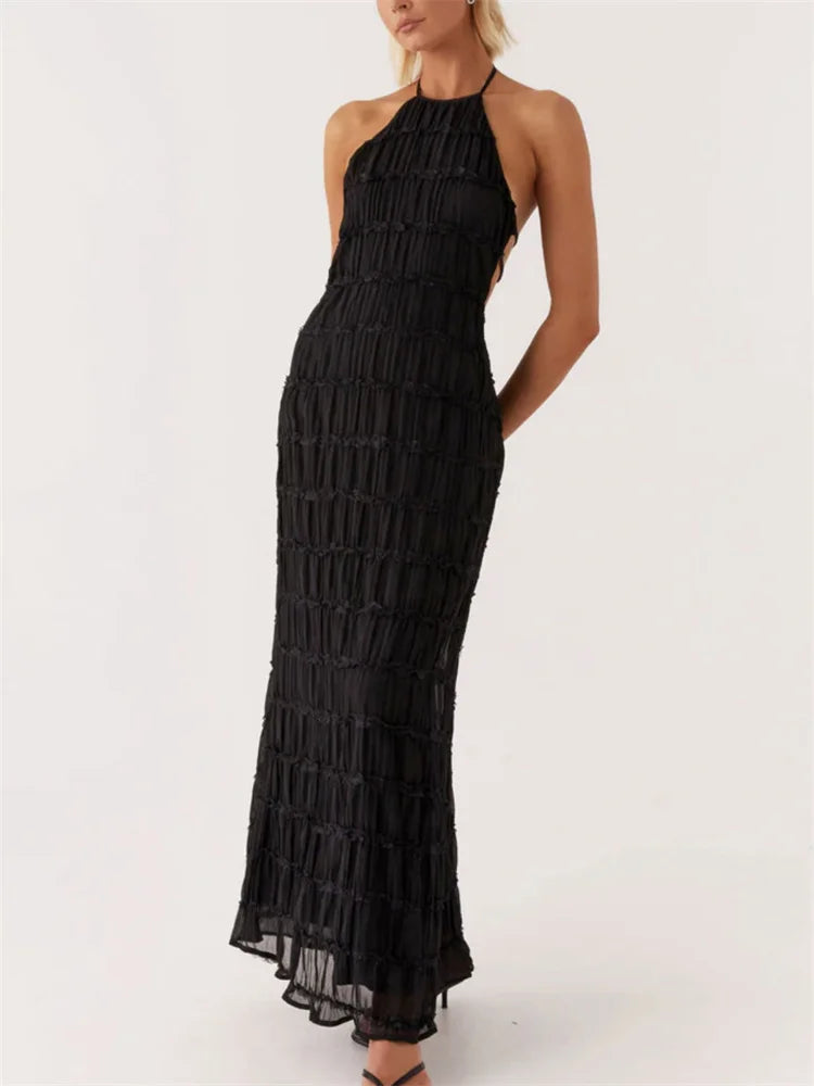 Patchwork Laceup Beach Maxi Dress