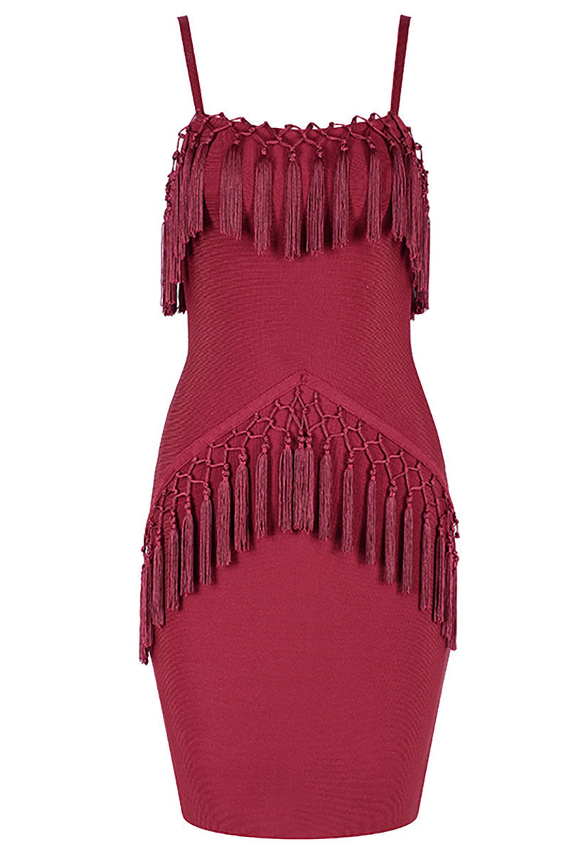 Sexy Tassel Spaghetti Strap Mini Bandage Dress