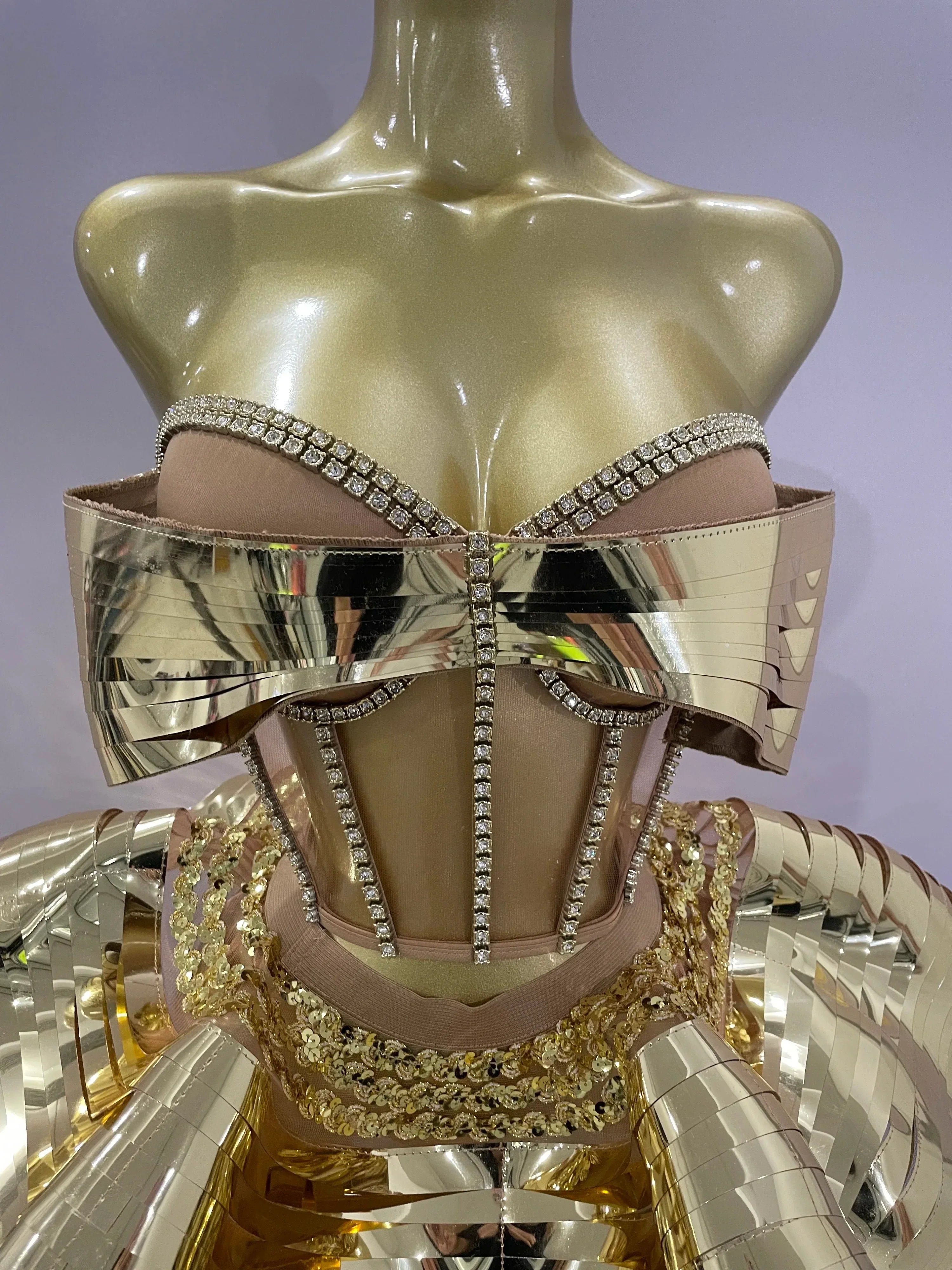 Women Silver Sequins Rhinestone Sexy Backless Two Piece Set Birthday Party Club Fancy Outfit Stage Performance Costume