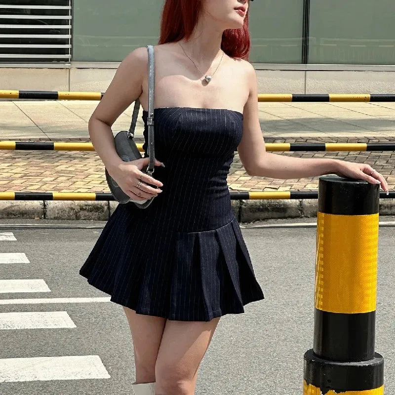 Striped Strapless Mini Dress