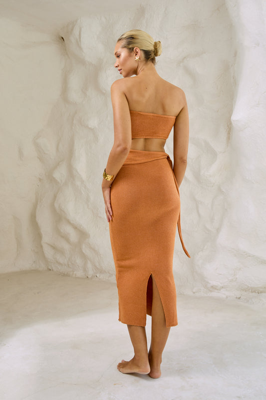 Santorini Sands Knit Tube Top Midi Dress