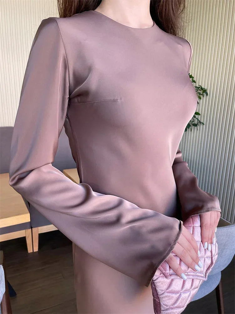 Casual Luxury Ladies Autumn Long Sleeve Party Maxi Dress