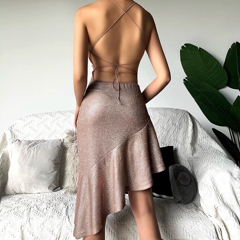 Women Bright Sleeveless Backless Club Party Bodycon Dresses