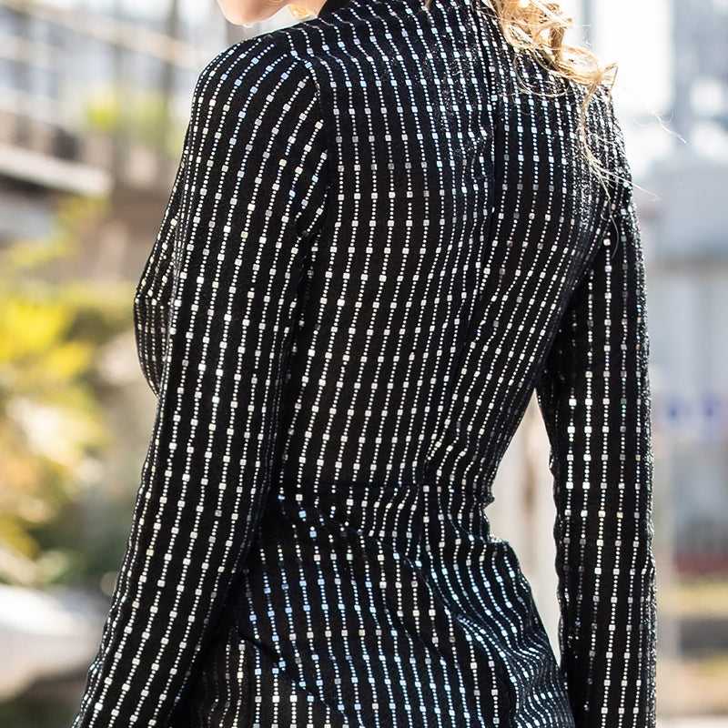 Women Fashion Sexy V neck Long Sleeve Dress Slit Party Skirt