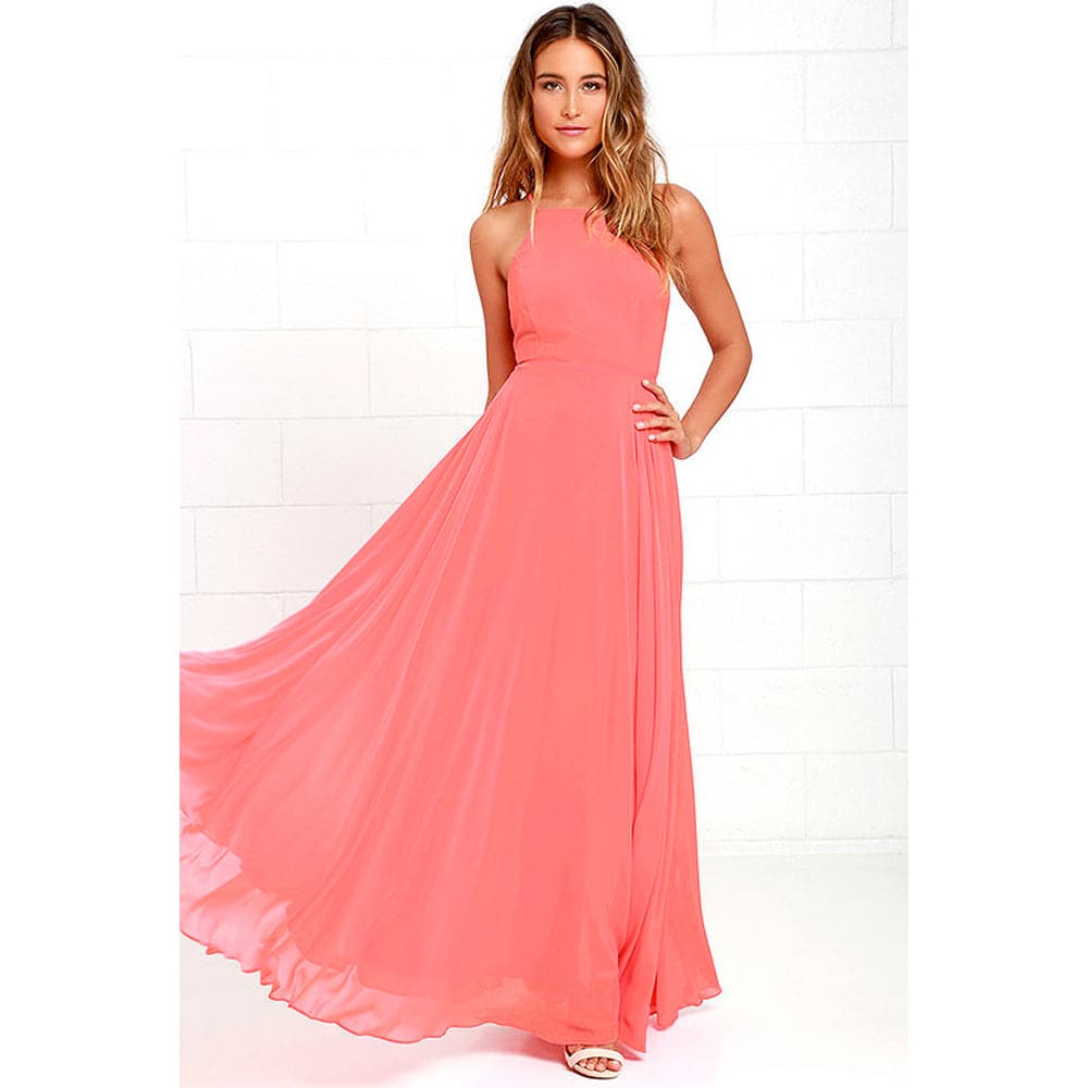 Women Plus Size Party Strap Fashion Bahemian Beach Chiffon Backless Dress