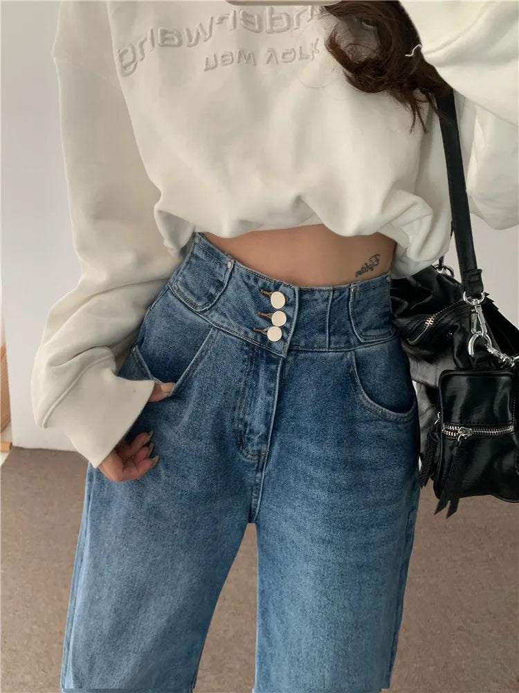 2024 Streetwear Classic FullLength Denim Pants for Women