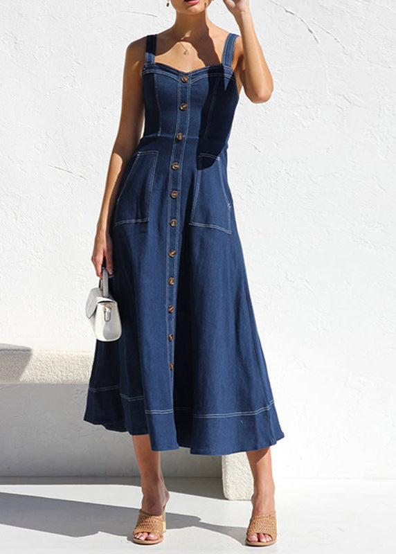 Santorini Indigo Denim Button Down Midi Dress