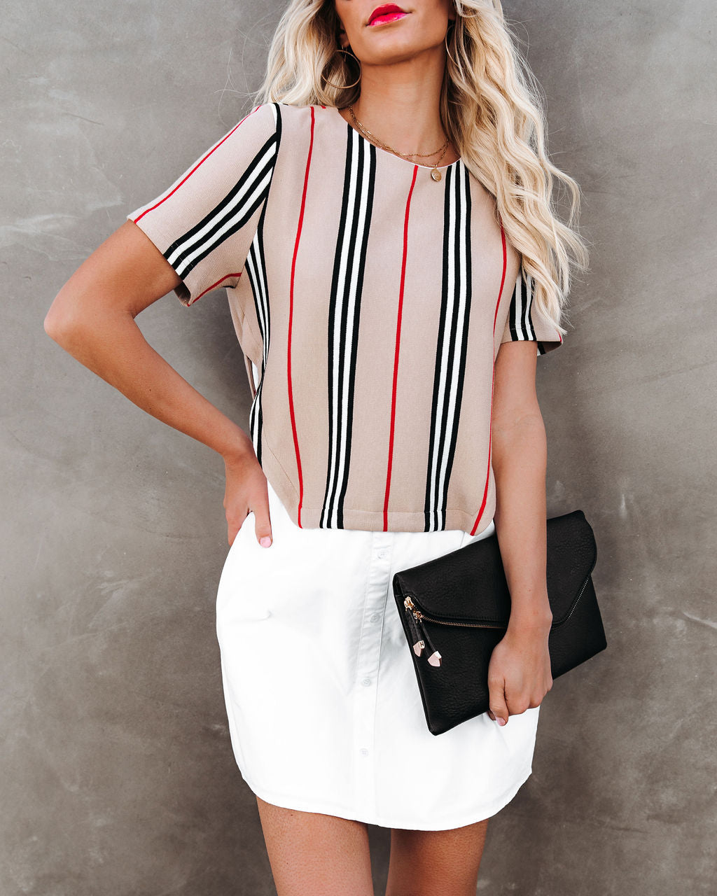 Britain Contrast Knit Poplin Dress FINAL