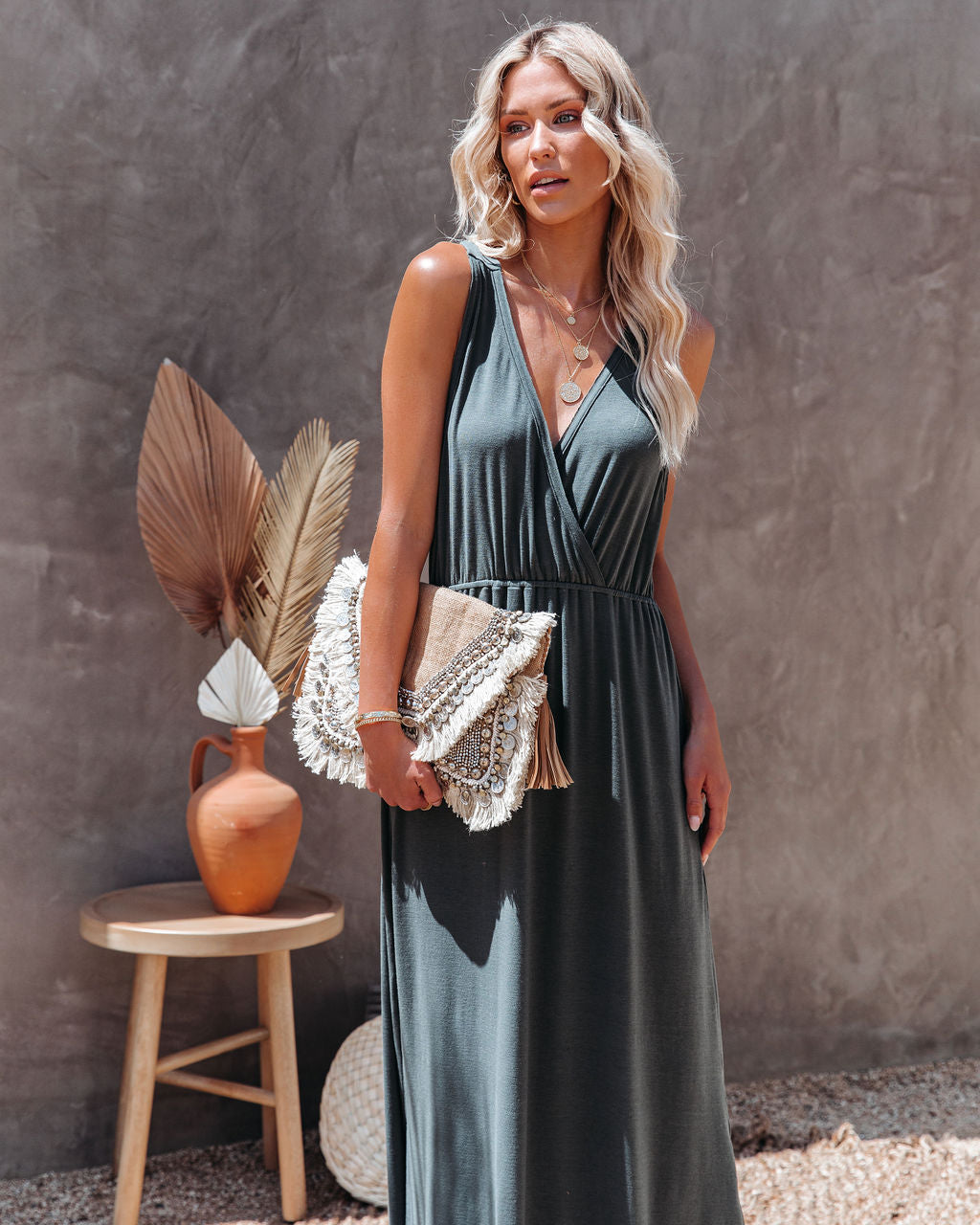 Choose Wisely Knit Maxi Dress Olive