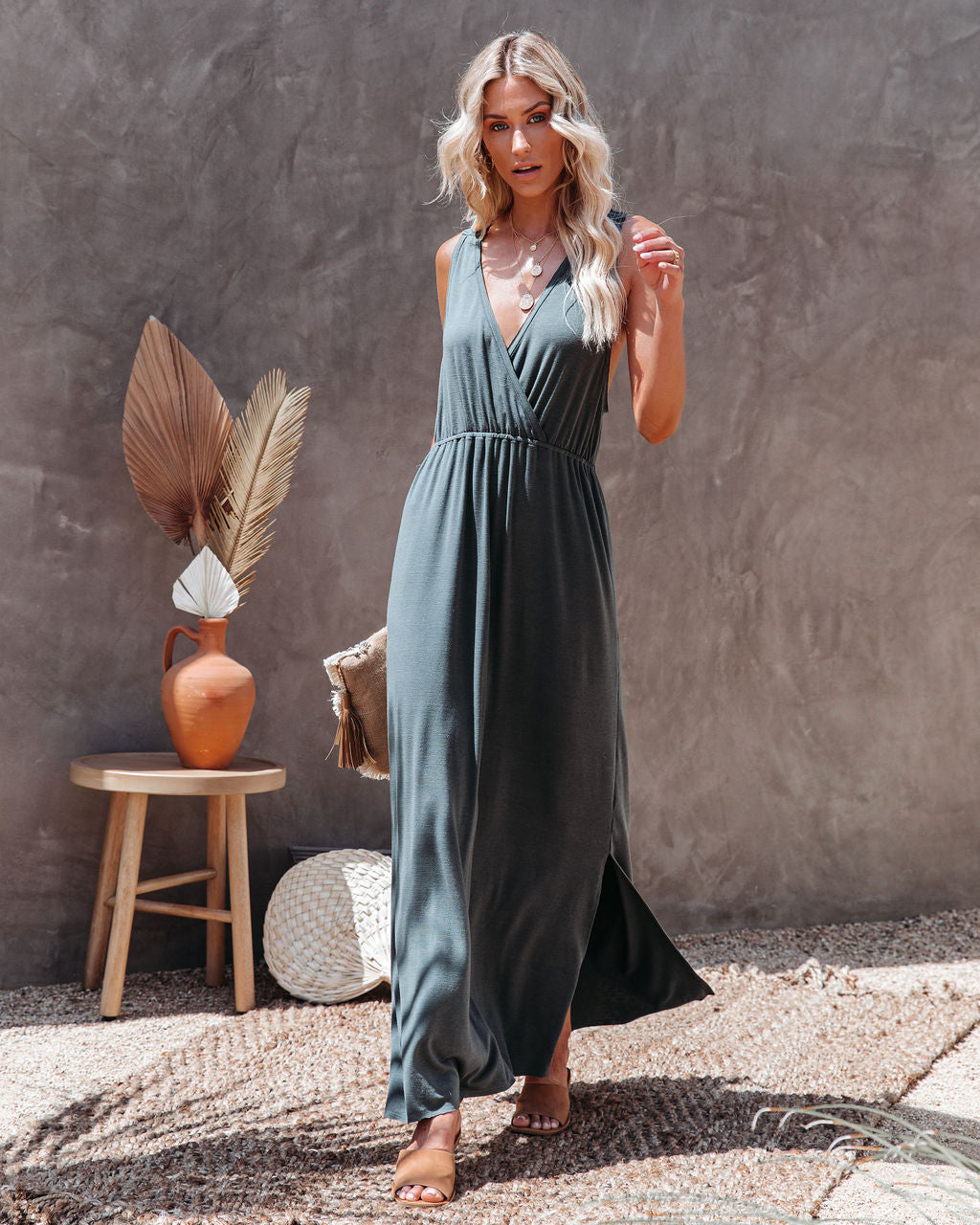 Choose Wisely Knit Maxi Dress Olive