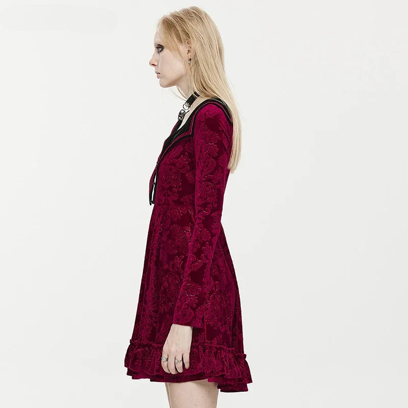 Gothic Bat Shaped Velvet Mysterious Mini Dress