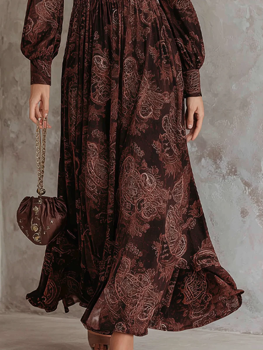 Marlene | Paisley Zip Neck Midi Dress