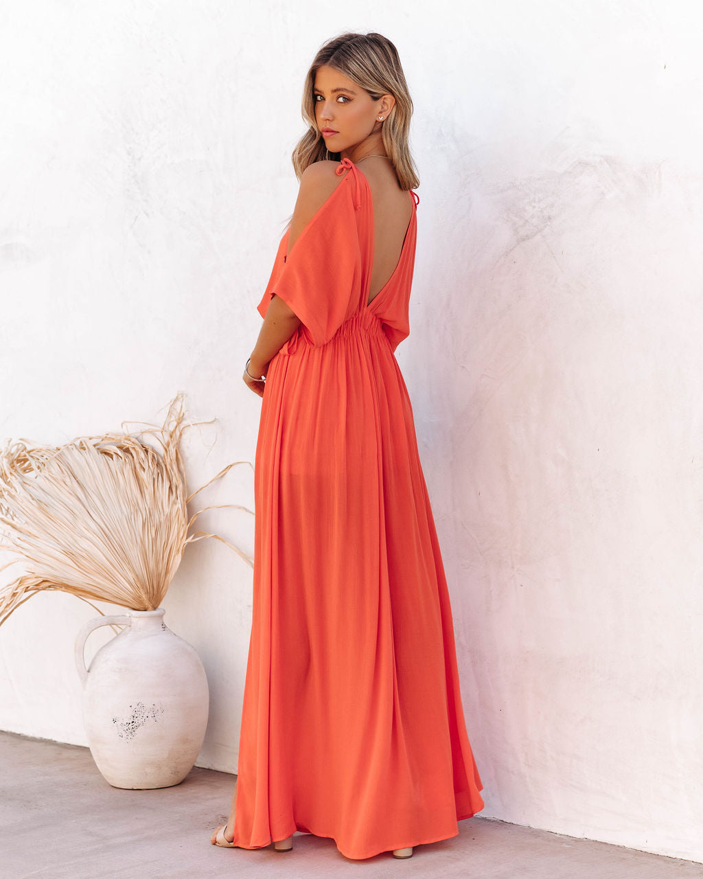 Korrine Cold Shoulder Maxi Dress Coral