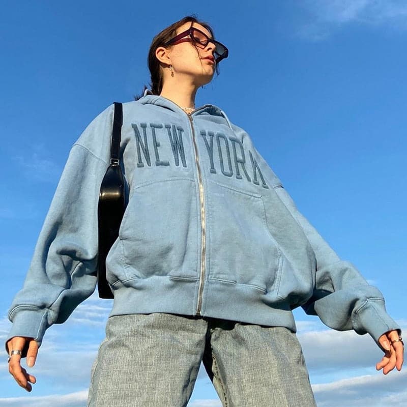 Vintage Embroid High Quality Zip Up Hoodies