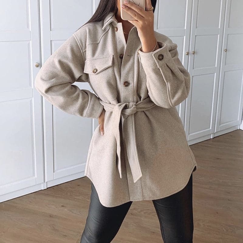 Vintage Woolen Camel Soft Long Coats