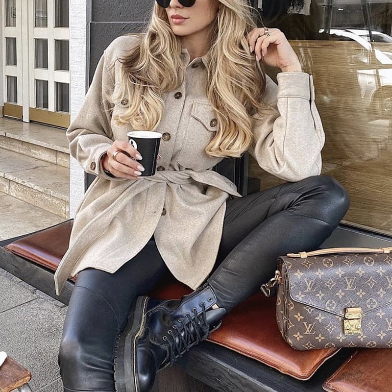 Vintage Woolen Camel Soft Long Coats