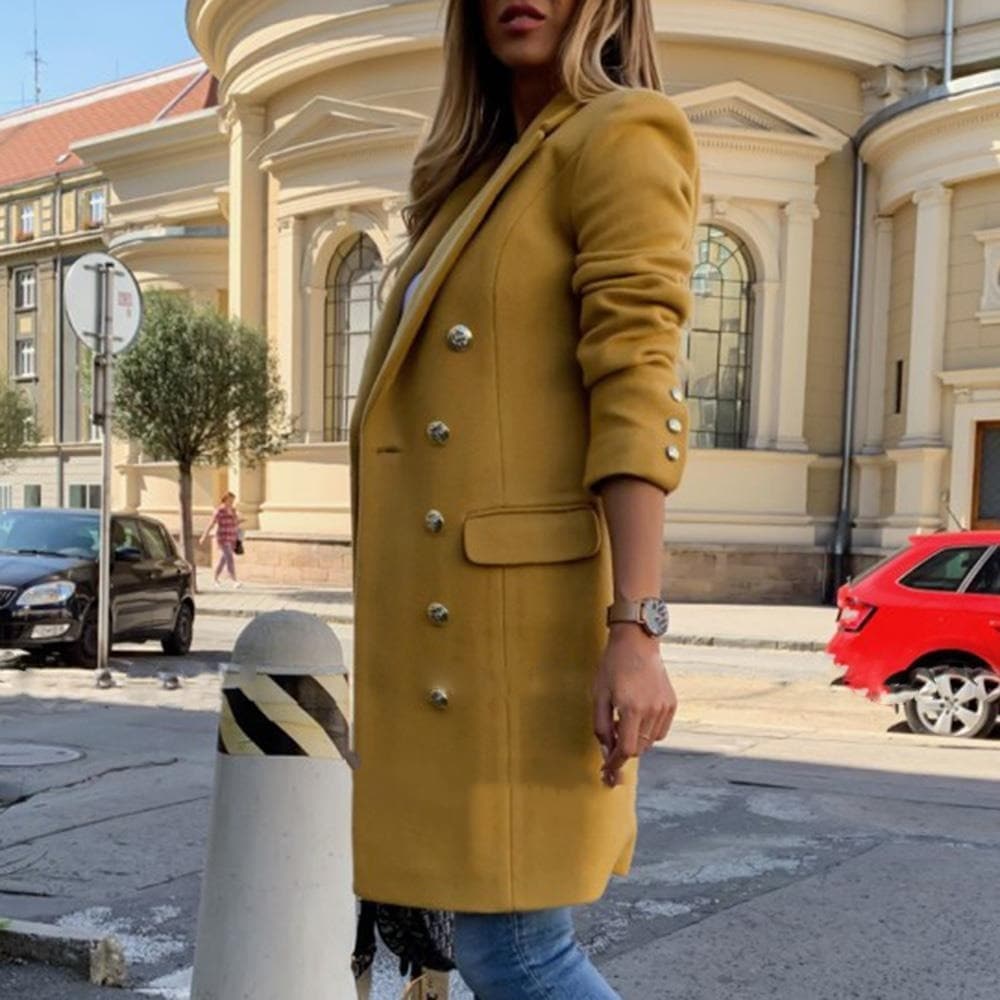 Double Breasted Faux Wool Blends Coats