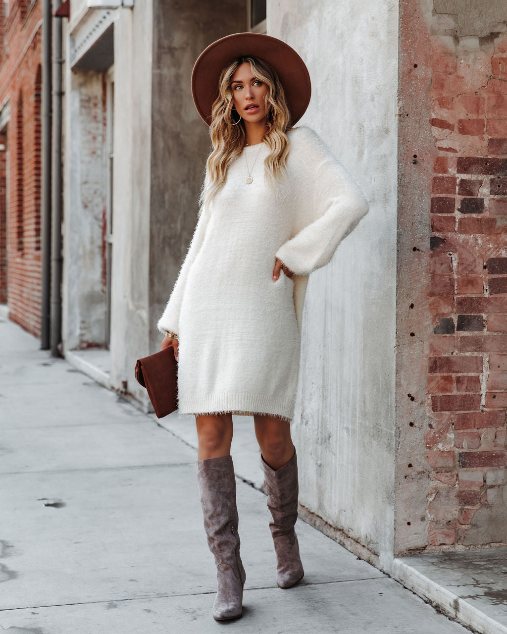 So In Love Knit Sweater Dress Ivory FINAL