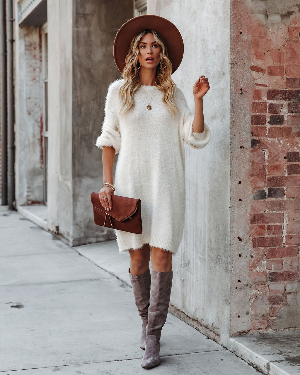 So In Love Knit Sweater Dress Ivory FINAL